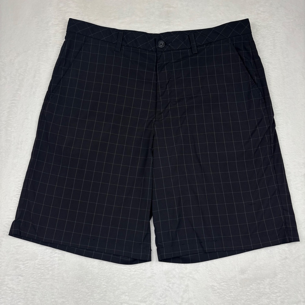 Ashworth Mens Black Windowpane Plaid Golf Shorts Size 38 Performance CA5-46